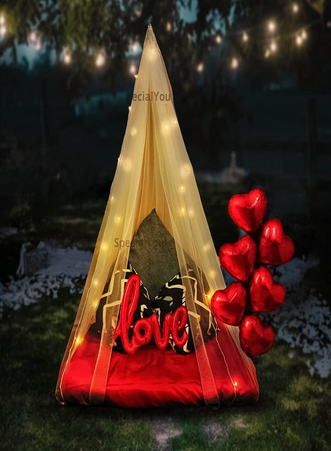SpecialYou.in Special You Valentine Decoration Items with Love Foil, Red Heart Balloons for Decoration, Canopy Tent for decoration, Romantic Decorations for Bedroom, Terrace Decorations Items Outdoor - 14 Pcs - Image 1